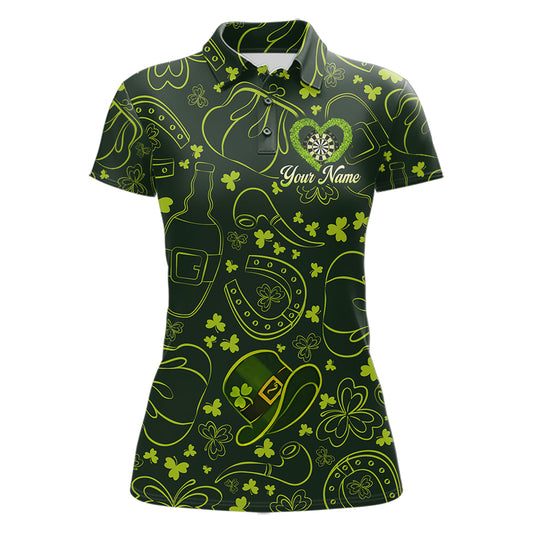 Heart Shamrock Dartboard St Patrick's Day Women Darts Polo Shirt Custom Darts Couple Jersey NYN2530
