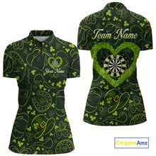 Load image into Gallery viewer, Heart Shamrock Dartboard St Patrick's Day Women Darts Quarter-Zip Shirt Custom Darts Couple Jersey NYN2530