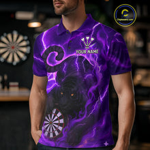 Load image into Gallery viewer, Custom Smoke Tiger Lightning Purple Dartboard Dart Men Polo Jerseys Funny Dart Shirts NYN1734