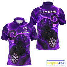 Load image into Gallery viewer, Custom Smoke Tiger Lightning Purple Dartboard Dart Men Polo Jerseys Funny Dart Shirts NYN1734