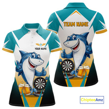 Load image into Gallery viewer, Custom Funny Shark And Cheer Beers Darts Polo &amp; 1/4-Zip For Women Colorful Outfit Dart Team Attire NYN2904