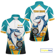 Load image into Gallery viewer, Custom Funny Shark And Cheer Beers Darts Polo &amp; 1/4-Zip For Men Colorful Outfit Dart Team Attire NYN2904