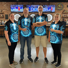 Load image into Gallery viewer, Thunder Blue Dartboard Cross Women Darts Team Shirt Personalized Tribal Dart Polo Jerseys NYN2555