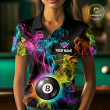 Load image into Gallery viewer, Personalized Colorful Smoke 8 Ball Pool Billiard Shirt For Women Custom Billiard Rack Team Jersey NYN3142