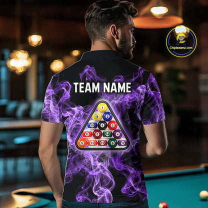 Personalized Purple Smokes 8 Ball Pool Billiard Shirt For Men Custom Billiard Rack Team Jersey NYN3143