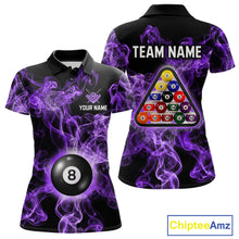 Load image into Gallery viewer, Personalized Purple Smokes 8 Ball Pool Billiard Shirt For Women Custom Billiard Rack Team Jersey NYN3143