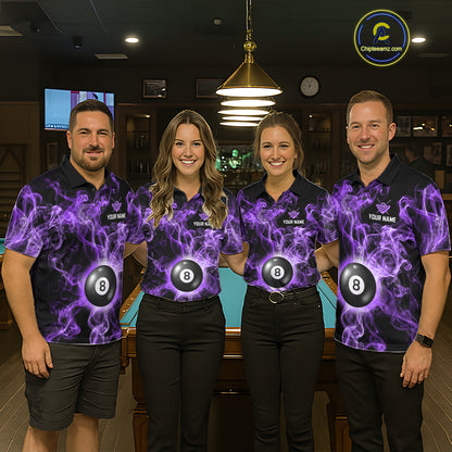 Personalized Purple Smokes 8 Ball Pool Billiard Shirt For Women Custom Billiard Rack Team Jersey NYN3143