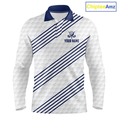 Patriotic American flag golf polo long sleeve shirt for men blue America 250th golf apparel