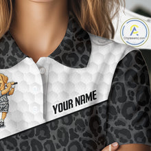 Load image into Gallery viewer, Golden Retriever Golf Shirt Personalized Black Leopard Pattern Funny Golf Polos For Women NYN3331