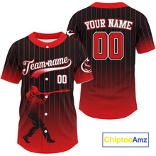 Load image into Gallery viewer, Red And Black Classic Baseball Jersey Custom Pinstripe Baseball Jersey For Men NYN0814