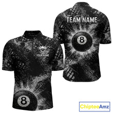Load image into Gallery viewer, Black White Grunge Pool 8 Ball Billiard Shirt For Men Personalized Ball Billiard Attire Gifts NYN2569
