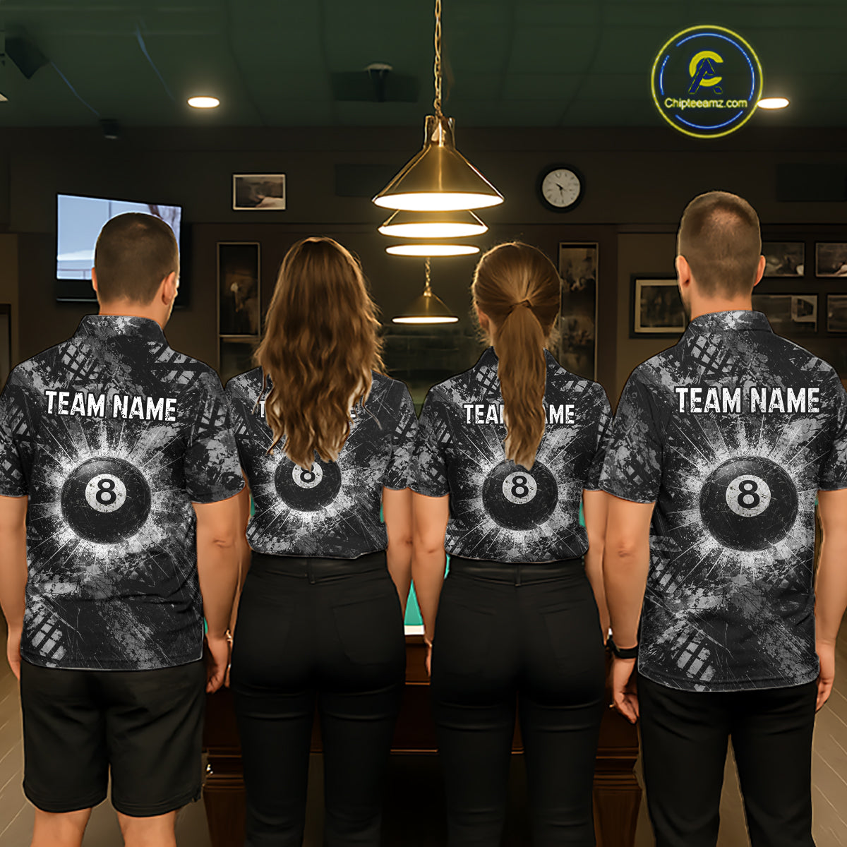 Black White Grunge Pool 8 Ball Billiard Shirt For Women Personalized Ball Billiard Attire Gifts NYN2569