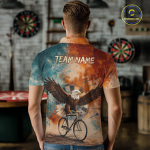 Load image into Gallery viewer, Blue &amp; Orange Watercolor Funny Eagle Dartboard Men Dart Polo Shirts Custom Dart Team Jerseys NYN2728
