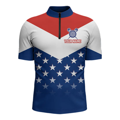 Blue And Red Dartboard Patriotic Dart Quarter-Zip Shirts For Men Custom Dart Team Jerseys NYN2729
