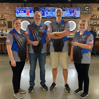 Custom Grunge American Flag Darts Polo & 1/4-Zip For Men, Patriotic Dart Jerseys For Team NYN3342