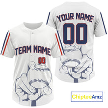 Load image into Gallery viewer, Pitch Ball Red And Blue Pinstripe Baseball Jersey For Men Custom Youth Baseball Shirt NYN0819