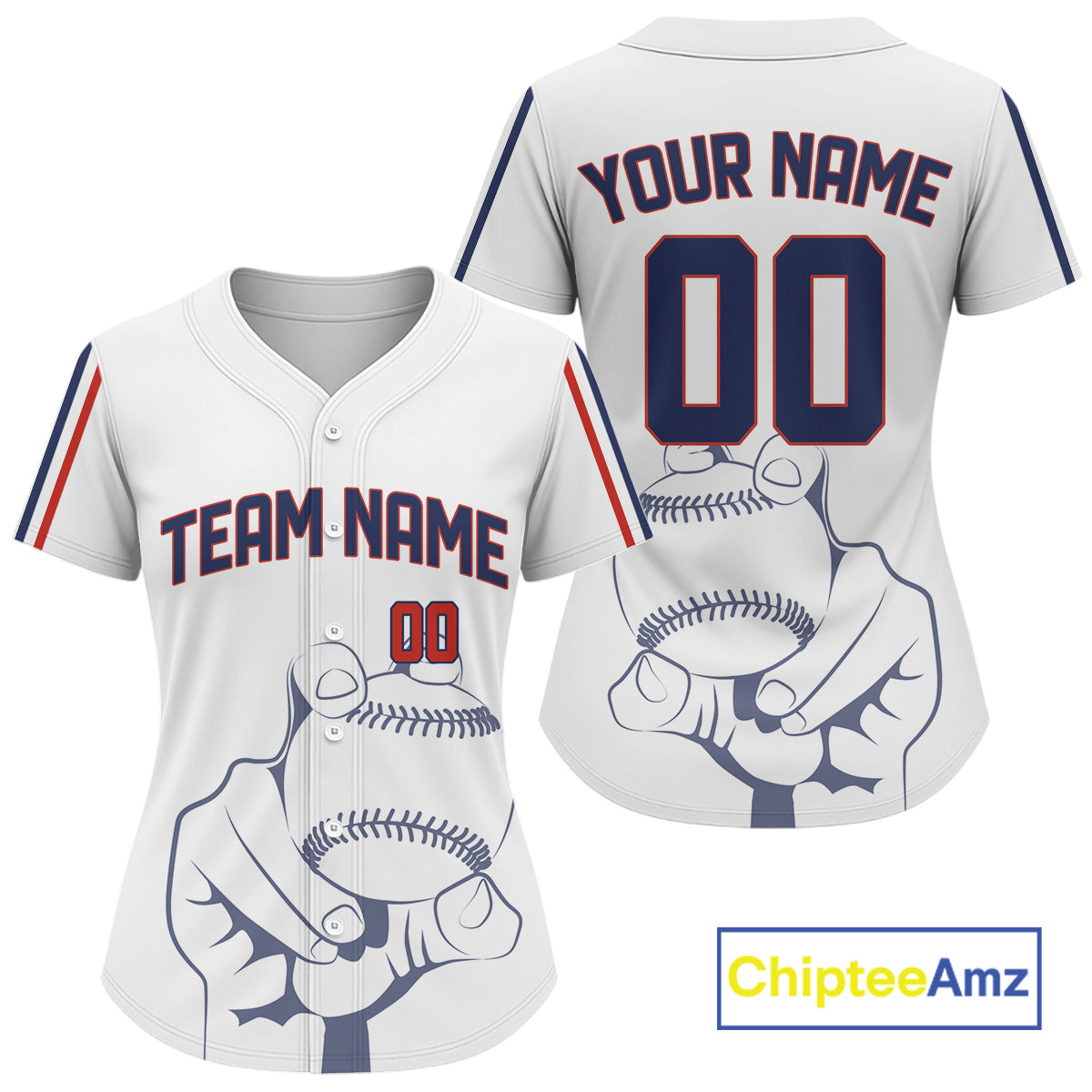 Pitch Ball Red And Blue Pinstripe Baseball Jersey For Women Custom Youth Baseball Shirt NYN0819