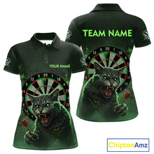 Load image into Gallery viewer, Funny Cat Green Dripping Dartboard Custom Women Polo Darts Shirt Outfits Darts Jersey NYN1801
