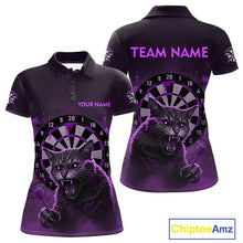 Load image into Gallery viewer, Funny Cat Purple Dripping Dartboard Custom Women Polo Darts Shirt Outfits Darts Jersey NYN1802