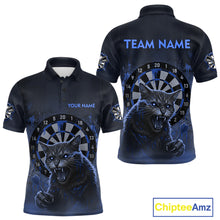 Load image into Gallery viewer, Funny Cat Blue Dripping Dartboard Custom Men&#39;s Polo Darts Shirt Outfits Darts Jersey NYN1803