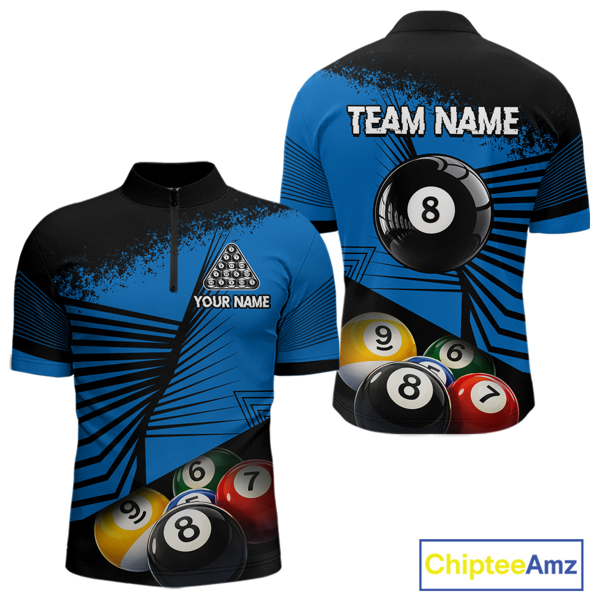 Custom 8 Ball Cue Billiards Polo & Quarter-Zip Jersey Men's Pool Billiard League Jersey NYN2313