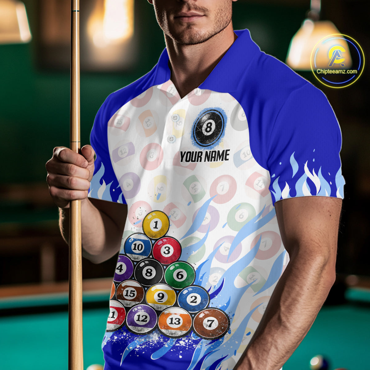 Blue Pool Billiard Balls League Jerseys For Men Custom Grunge Ball 8 Billiard Team Jersey NYN2316