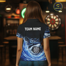 Load image into Gallery viewer, Personalized Funny Shark Waving Blue Dartboard Women Darts Polo Shirt Custom Darts Team Jerseys NYN2583
