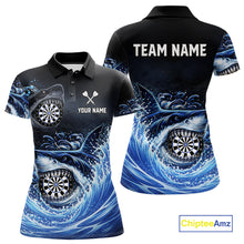 Load image into Gallery viewer, Personalized Funny Shark Waving Blue Dartboard Women Darts Polo Shirt Custom Darts Team Jerseys NYN2583