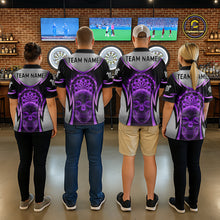 Load image into Gallery viewer, Silver Purple Flaming Skull Dartboard Men Darts Quarter-Zip Shirt Custom Team Dart League Jerseys NYN2070