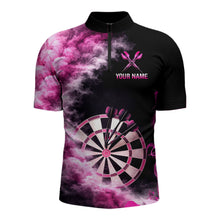 Load image into Gallery viewer, Custom Pink Smokes Dartboard &amp; Arrow Men Darts 1/4-Zip Shirt Personalized Darts Team Jerseys NYN2597