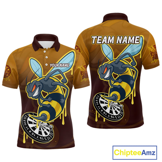 Ferocious Bee Dartboard 3D Funny Darts Shirt For Men - Custom Name & Team Jersey NYN0672