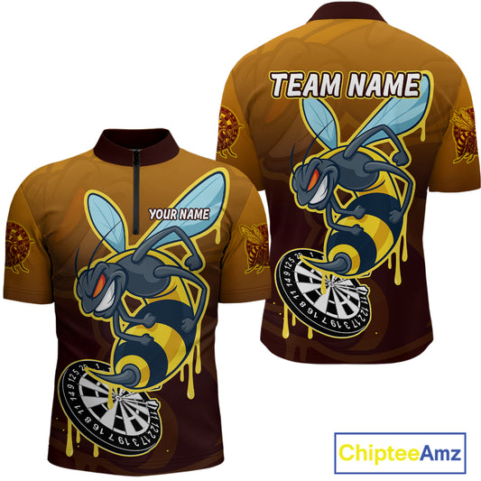 Ferocious Bee Dartboard 3D Funny Darts Shirt For Men - Custom Name & Team Jersey NYN0672
