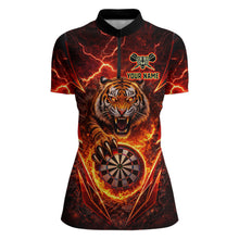 Load image into Gallery viewer, Red Flaming Tiger Thunder Dartboard Women Darts Quarter-Zip Shirt Custom Funny Darts Team Jersey NYN2610