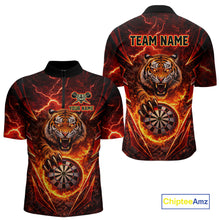 Load image into Gallery viewer, Red Flaming Tiger Thunder Dartboard Women Darts Quarter-Zip Shirt Custom Funny Darts Team Jersey NYN2610