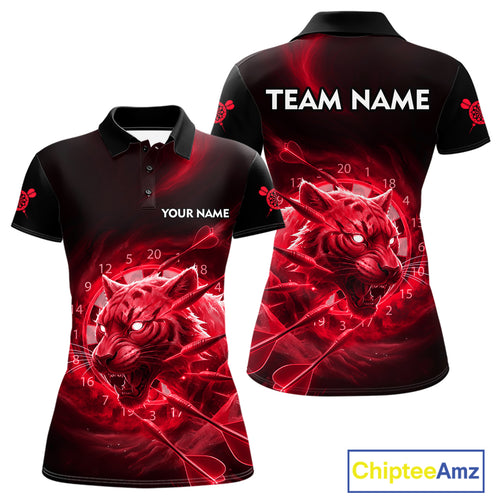 Custom Red Fantasy Tiger Storm Dart Arrow Darts Polo Shirt For Women Dart Team Jerseys NYN1822