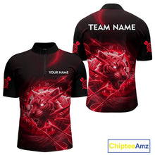 Load image into Gallery viewer, Custom Red Fantasy Tiger Storm Dart Arrow Darts Quarter-Zip Shirt For Men Dart Team Jerseys NYN1822