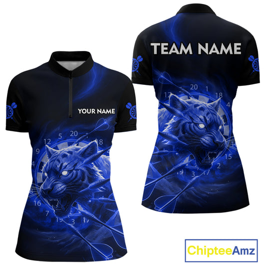 Custom Purple Fantasy Tiger Storm Dart Arrow Darts Quarter-Zip Shirt For Women Dart Team Jerseys NYN1823