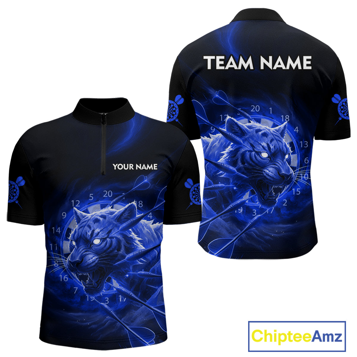 Custom Purple Fantasy Tiger Storm Dart Arrow Darts Quarter-Zip Shirt For Men Dart Team Jerseys NYN1823