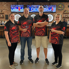 Load image into Gallery viewer, Fire Flame Skull Red Grunge Dartboard Custom Dart Quarter-Zip Shirt For Men Dart League Jerseys NYN2092