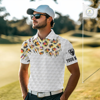Yellow Leopard Pattern Men Golf Polo Shirts Custom Unique Polo Shirts Golf Team Outfits NYN3388