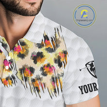 Load image into Gallery viewer, Yellow Leopard Pattern Men Golf Polo Shirts Custom Unique Polo Shirts Golf Team Outfits NYN3388