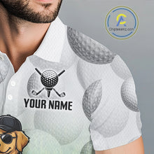 Load image into Gallery viewer, Funny Mens Golf Polo Shirt Custom Golden Retriever Golfer Grass Pattern Golf Team Outfits NYN3396