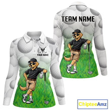 Load image into Gallery viewer, Funny golden retriever womens golf polo shirt golf outfit