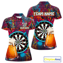 Load image into Gallery viewer, Custom Beers &amp; Dartboard Graffiti Funny Darts Polo Shirt For Women Colorful Dart Jerseys NYN1864