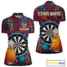 Load image into Gallery viewer, Custom Beers &amp; Dartboard Graffiti Funny Darts Quarter-Zip Shirt For Women Colorful Dart Jerseys NYN1864