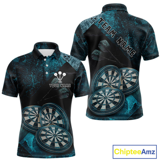 Triple Dartboards Grunge Darts Shirt For Men Custom Name For Players | Opt1 - Turquoise NYN0685