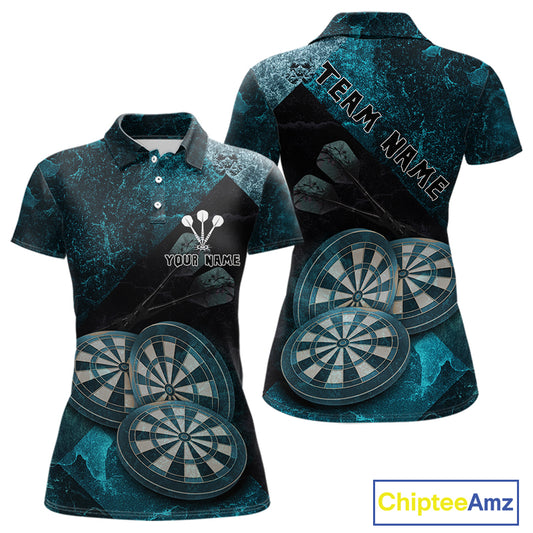 Triple Dartboards Grunge Darts Shirt For Men Custom Name For Players | Opt1 - Turquoise NYN0685