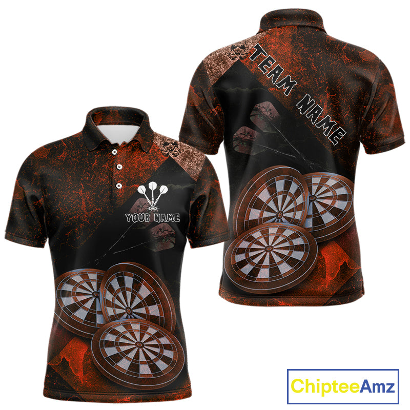 Triple Dartboards Grunge Darts Shirt For Men Custom Name For Players | Opt2 - Red NYN0686