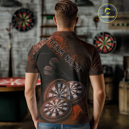 Triple Dartboards Grunge Darts Shirt For Men Custom Name For Players | Opt2 - Red NYN0686