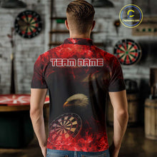 Load image into Gallery viewer, Custom Black And Red Flames Eagle Dartboard Darts Polo Shirt For Men Outfit Darts Jerseys NYN0944